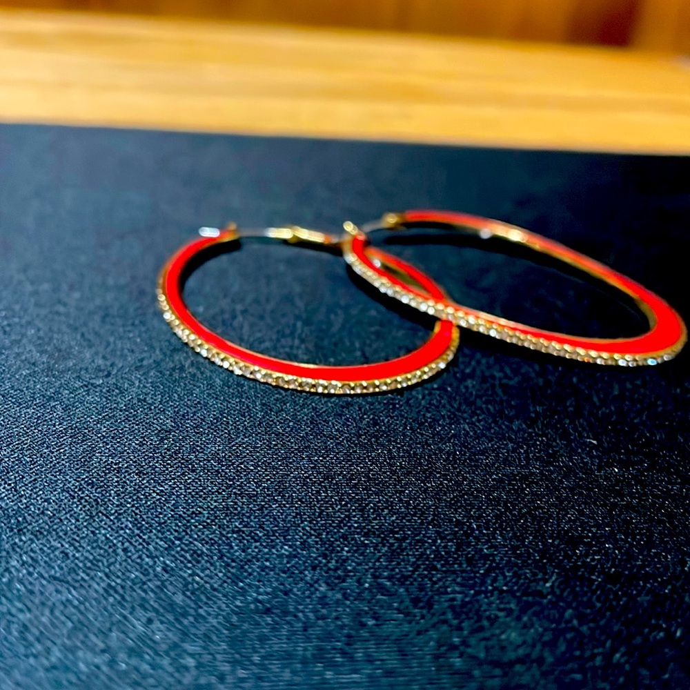Earrings w/jewels along the side
